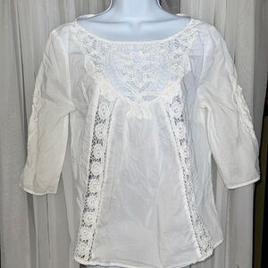 Victoria's Secret White Embellished Bib Collar Blouse